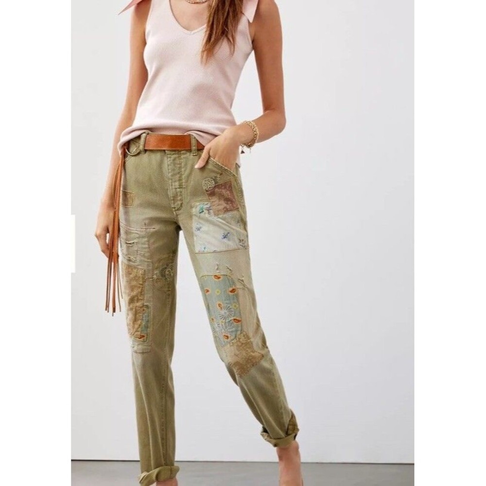 Pilcro and the Letterpress Anthropologie Patchwork Embroidered Jeans Women’s 25